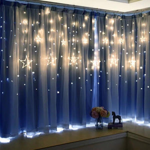 138 LED Star Window Curtain String Lights, 12 Stars 8 Modes Decorative Twinkle Stars Lights with Remote Control Lights for Indoor Outdoor