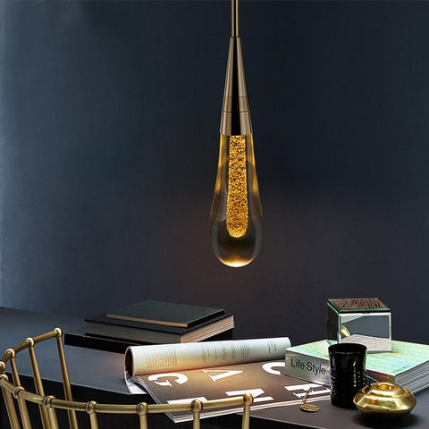 Image of LED Water Drop pendant light minimalist Scandinavian loft Crystal Hanging Lamp