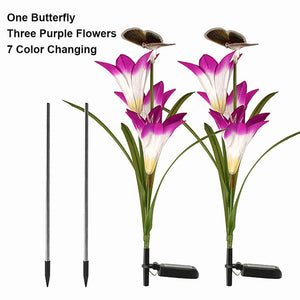 2 Sets of Outdoor Solar Garden Stake Lights, Upgraded LED Solar Powered Light, Multi-Color Auto-Changing 8 Bigger Lily Flower Decorative Lights for Garden, Patio, Backyard
