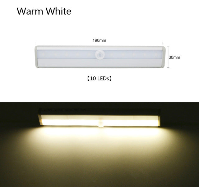 LED Motion Sensor Light, 10 LED Bulbs Operated Wireless Motion Nightlight