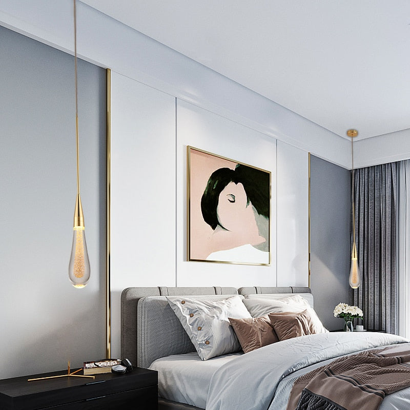 LED Water Drop pendant light minimalist Scandinavian loft Crystal Hanging Lamp